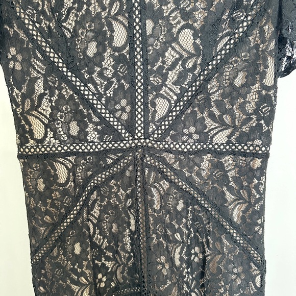 Taylor Black and Tan High Low Cocktail Dress - Picture 5 of 6